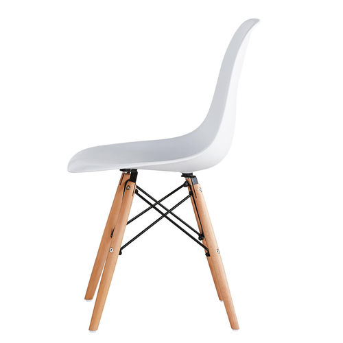 Set of 2 Lia Dining Chairs With Wooden Legs Eiffel Retro Lounge (White)