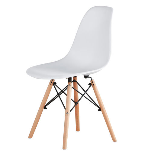 Set of 2 Lia Dining Chairs With Wooden Legs Eiffel Retro Lounge (White)