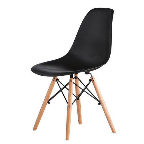 Set of 2 Lia Dining Chairs With Wooden Legs Eiffel Retro Lounge (Black)