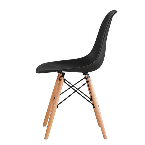 Set of 2 Lia Dining Chairs With Wooden Legs Eiffel Retro Lounge (Black)