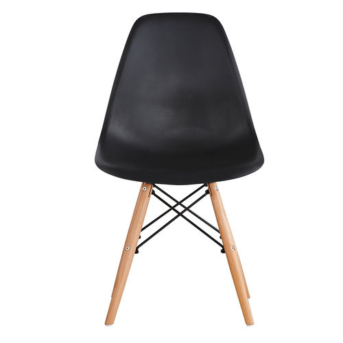 Set of 2 Lia Dining Chairs With Wooden Legs Eiffel Retro Lounge (Black)