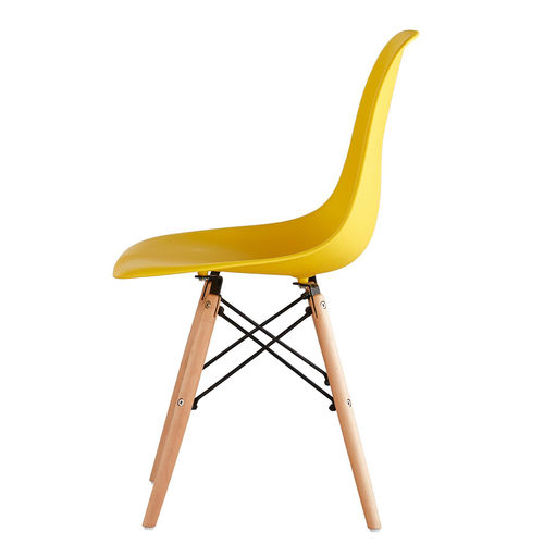 Set of 2 Lia Dining Chairs With Wooden Legs Eiffel Retro Lounge (Yellow)