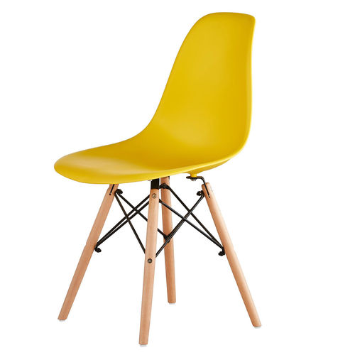 Set of 2 Lia Dining Chairs With Wooden Legs Eiffel Retro Lounge (Yellow)