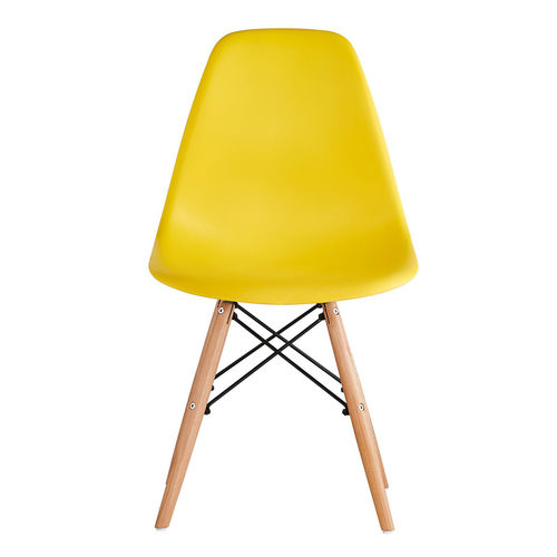 Set of 2 Lia Dining Chairs With Wooden Legs Eiffel Retro Lounge (Yellow)