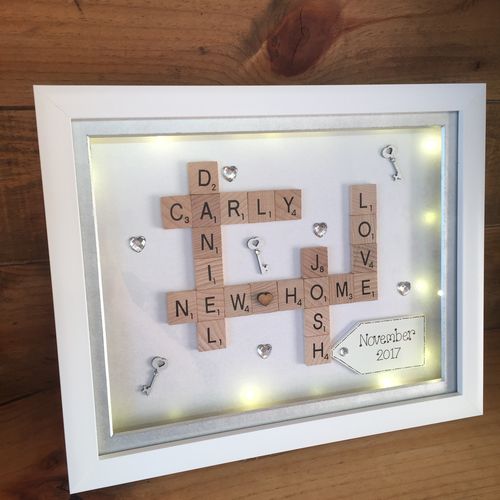 Customised New Home Family Name Box frame with LED Lights