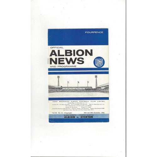 1964/65 West Bromwich Albion v Everton Football Programme Dec Postponed