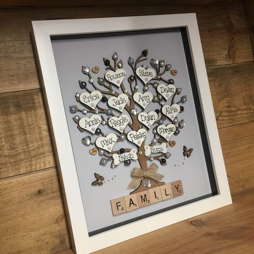 Large “ pretty with pearls “ family tree frame