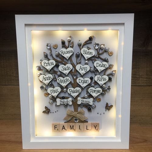 Large “ pretty with pearls “ family tree frame