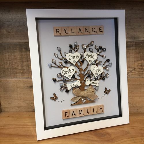 Large “ pretty with pearls “ family tree frame