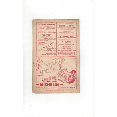 1947/48 Stoke City v Huddersfield Town Football Programme