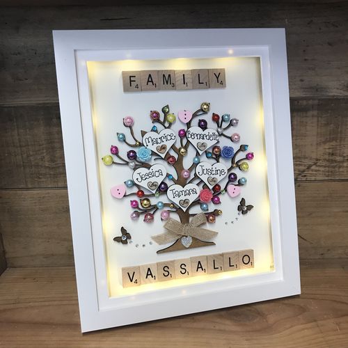 Large “ pretty with pearls “ family tree frame