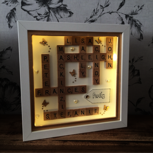 XL LED Customised Scrabble Family Name Box Frame