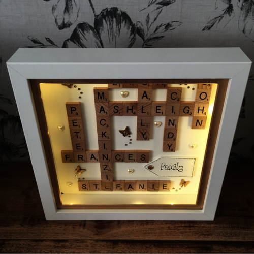XL LED Customised Scrabble Family Name Box Frame
