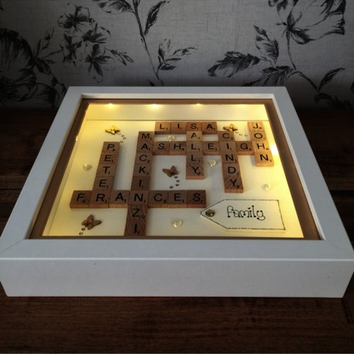 XL LED Customised Scrabble Family Name Box Frame