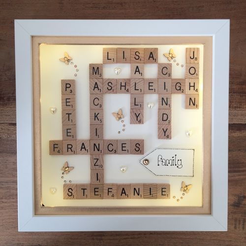 XL LED Customised Scrabble Family Name Box Frame