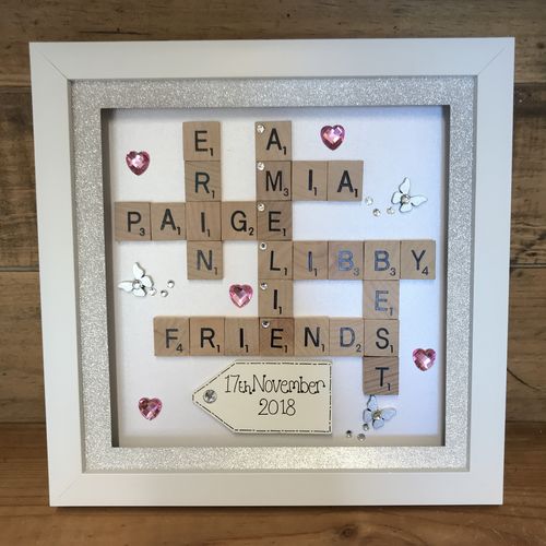 LED Best Friends Scrabble Names Box Frame