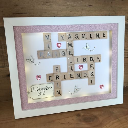 LED Best Friends Scrabble Names Box Frame