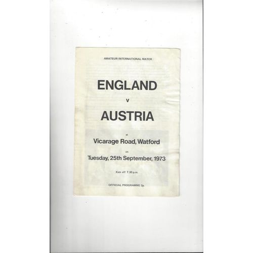 Amateur International Football Programmes