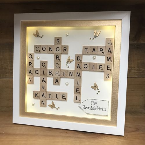 XL LED Customised Scrabble Family Name Box Frame