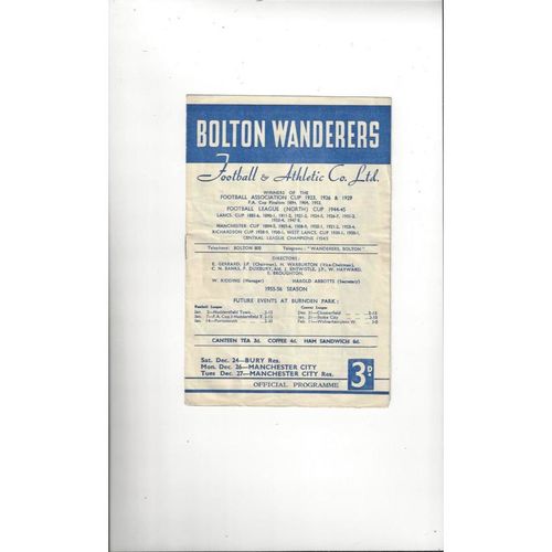 Bolton Wanderers Home Football Programmes