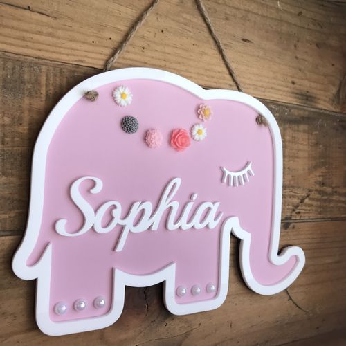 Pink Elephant name plaque