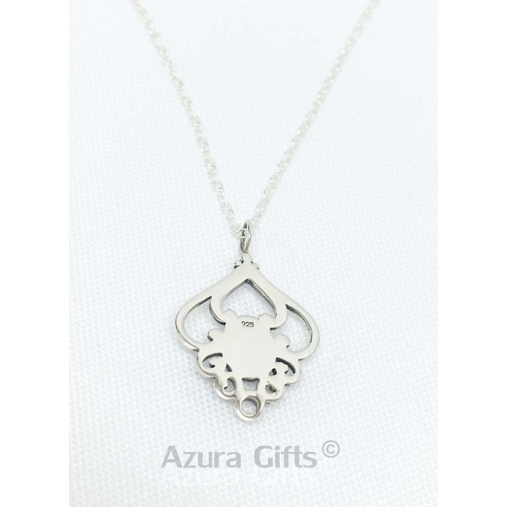 White Opal Silver Patterned Earrings & Necklace Set