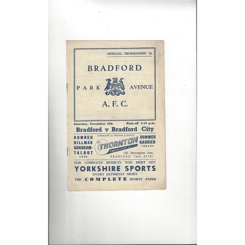 Bradford Park Avenue Home Football Programmes
