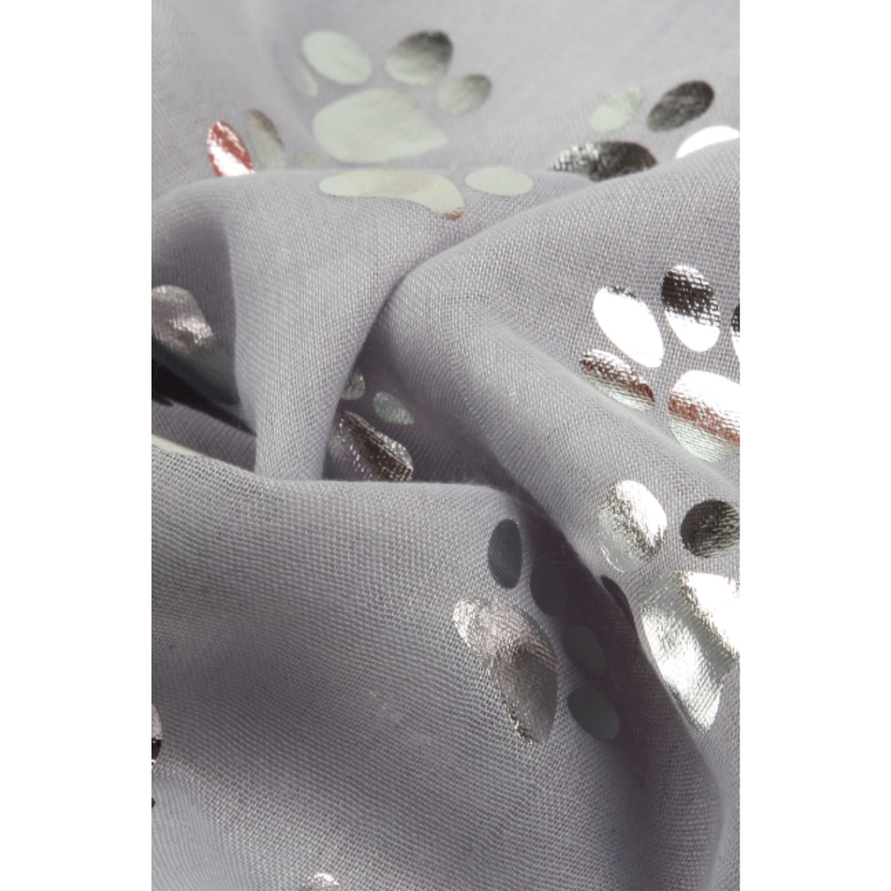 Grey Paw Foil Printed Scarf