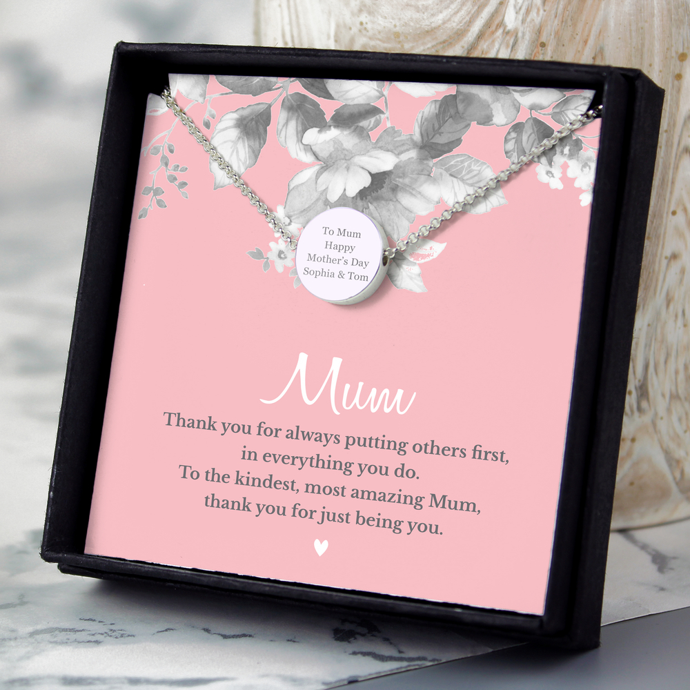 Personalised Mum Silver Tone Necklace and Box