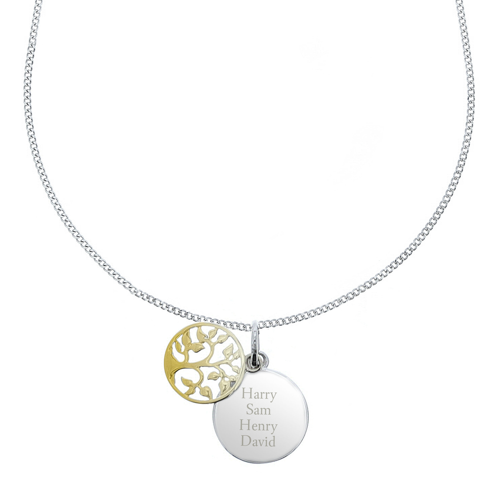 Personalised Sterling Silver & 9ct Gold Family Tree Necklace