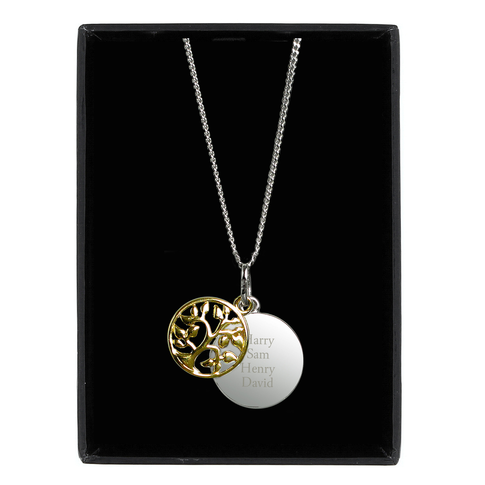 Personalised Sterling Silver & 9ct Gold Family Tree Necklace