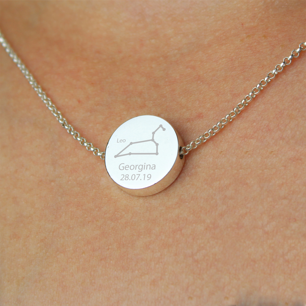Personalised Leo Silver Tone Necklace (July 23rd - August 22nd)