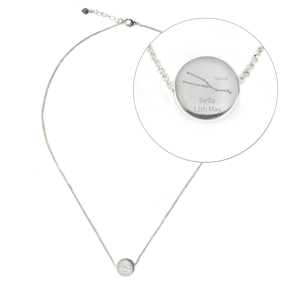 Personalised Sagittarius Zodiac Star Sign Silver Tone Necklace (November 22nd - December 21st)