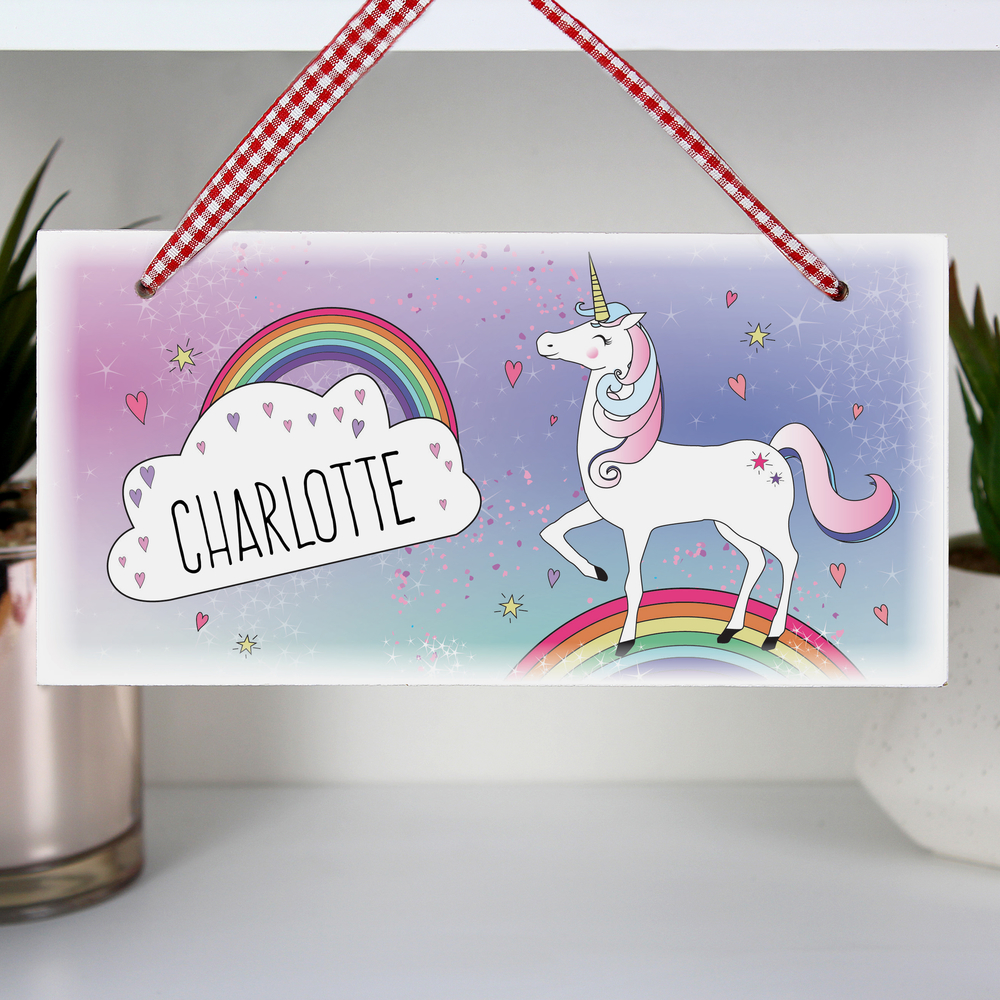 Personalised Unicorn Wooden Sign