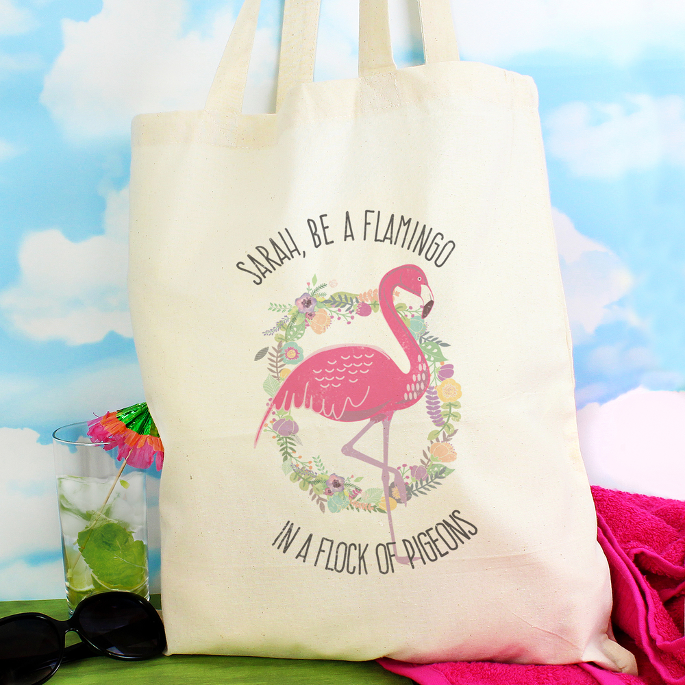 Personalised Flamingo Cotton Bag