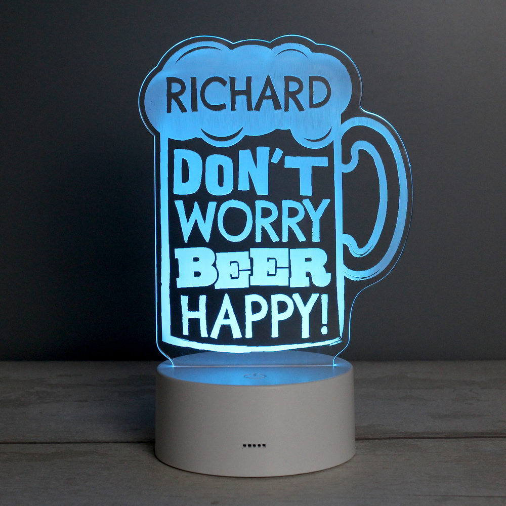 Personalised "Beer Happy" LED Colour Changing Light