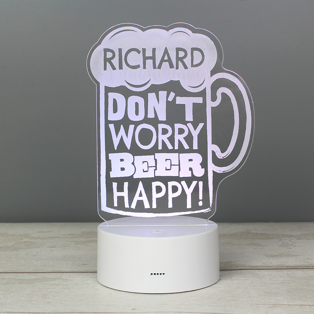 Personalised "Beer Happy" LED Colour Changing Light