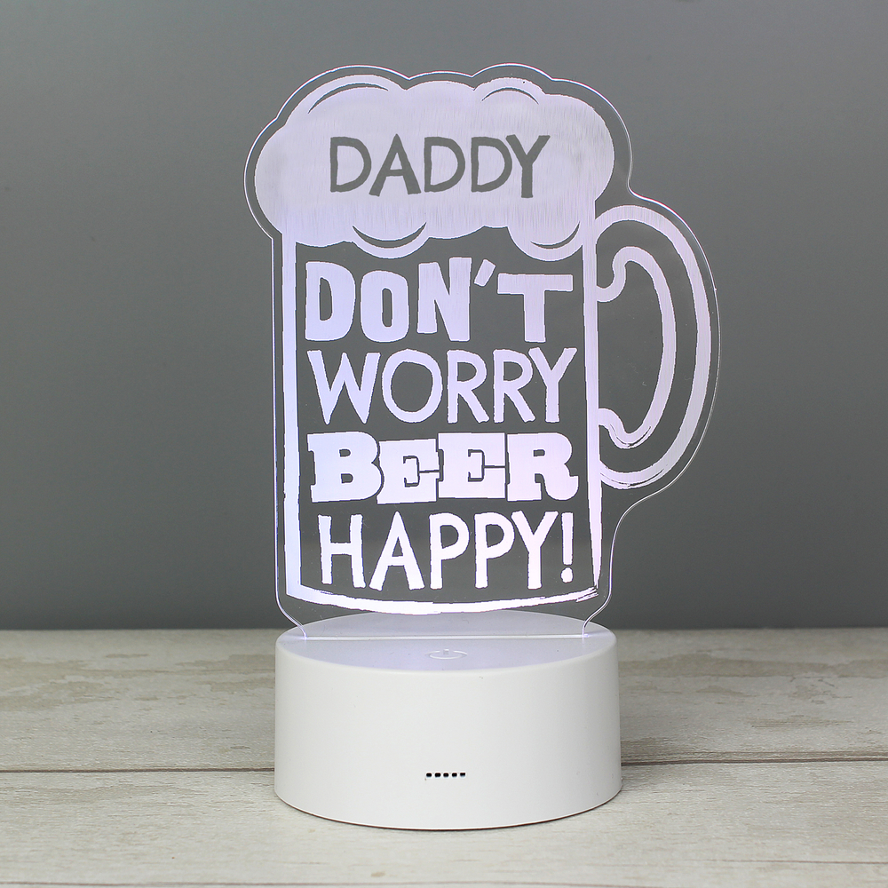 Personalised "Beer Happy" LED Colour Changing Light