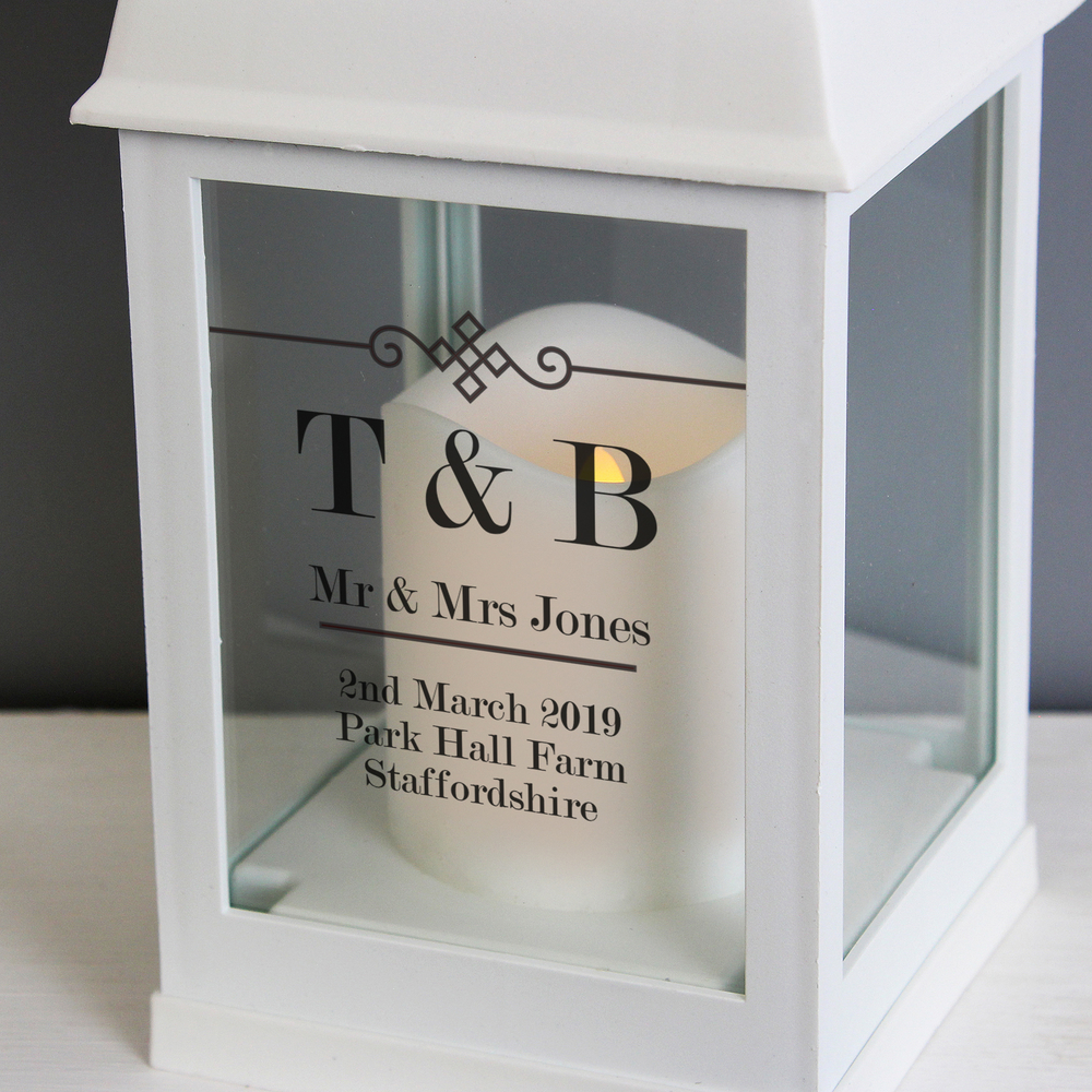 Personalised Elegant Diamond White Lantern
