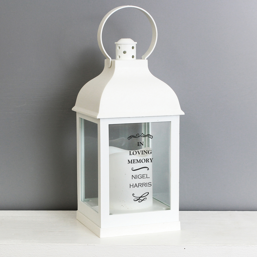 Personalised Antique Scroll White Lantern