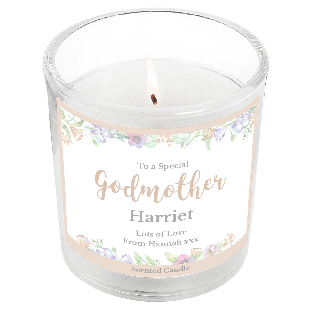 Personalised Floral Watercolour Scented Jar Candle
