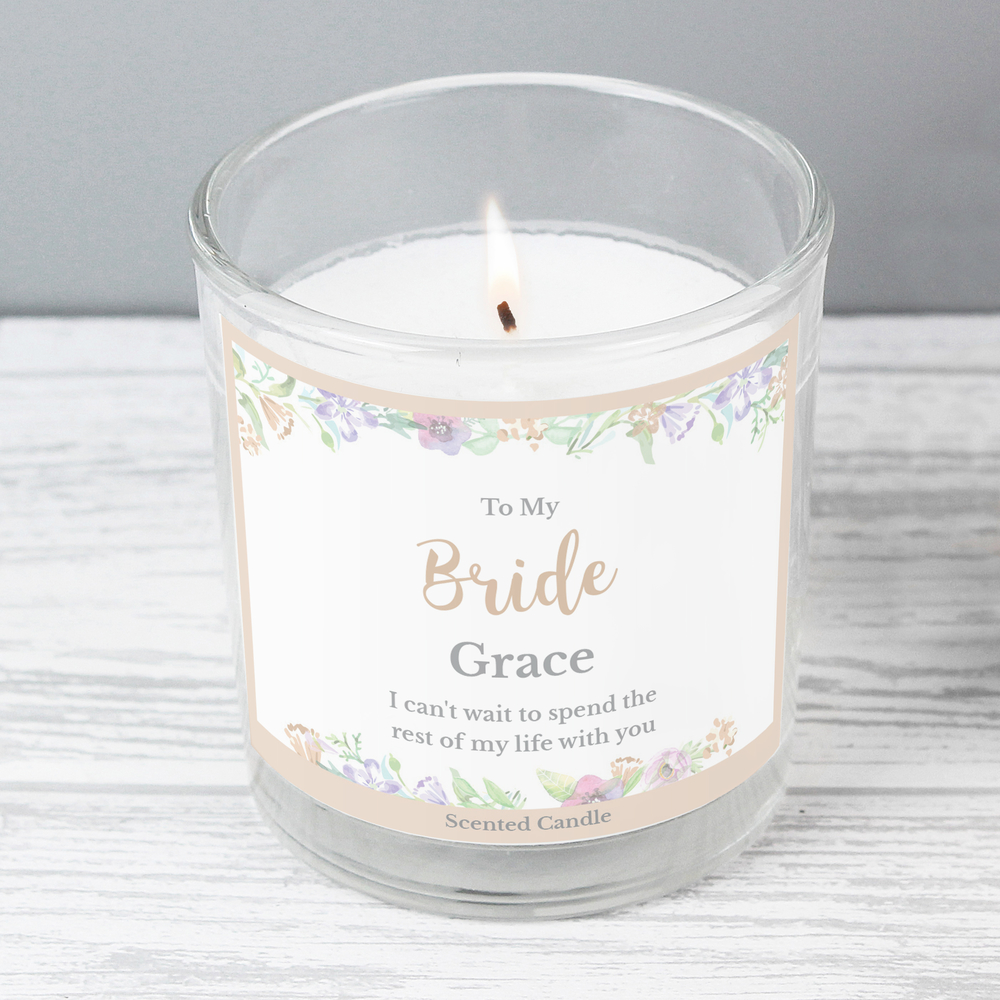 Personalised Floral Watercolour Scented Jar Candle