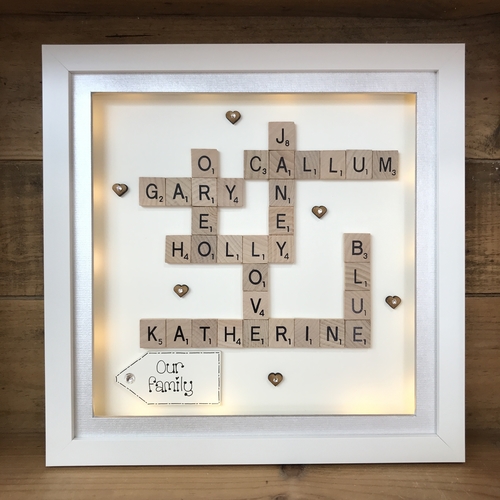 XL LED Customised Scrabble Family Name Box Frame