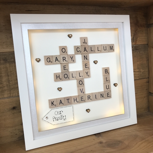 XL LED Customised Scrabble Family Name Box Frame