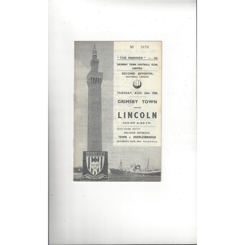 1958/59 Grimsby Town v Lincoln City Football Programme