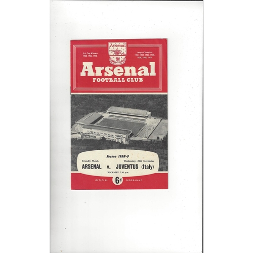 Arsenal v Juventus Friendly Football Programme 1958/59