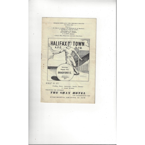 1957/58 Halifax Town v Bradford City Football Programme