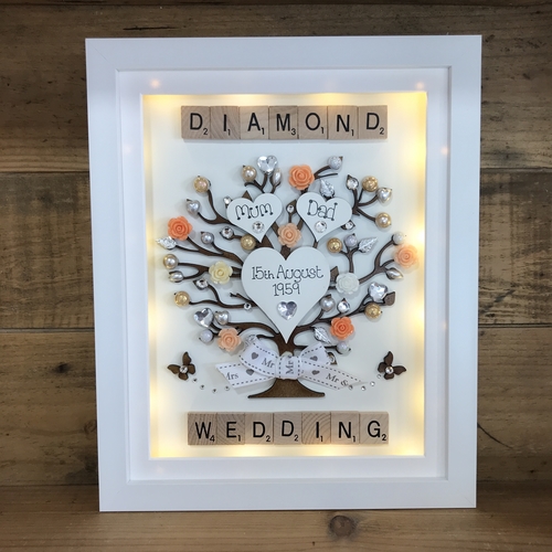 LED “Floral Diamond wedding “ frame