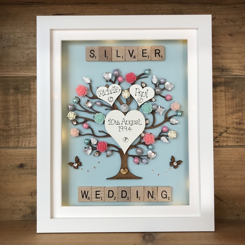 LED “ Floral Silver wedding “ frame