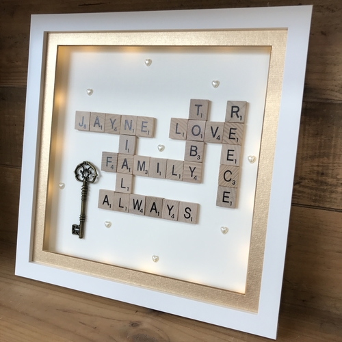 XL Customised Scrabble Family Name Box Frame